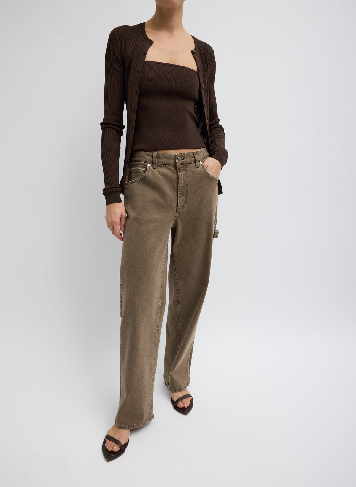Ribbed Sweater Tube Top Hickory Brown - Tibi