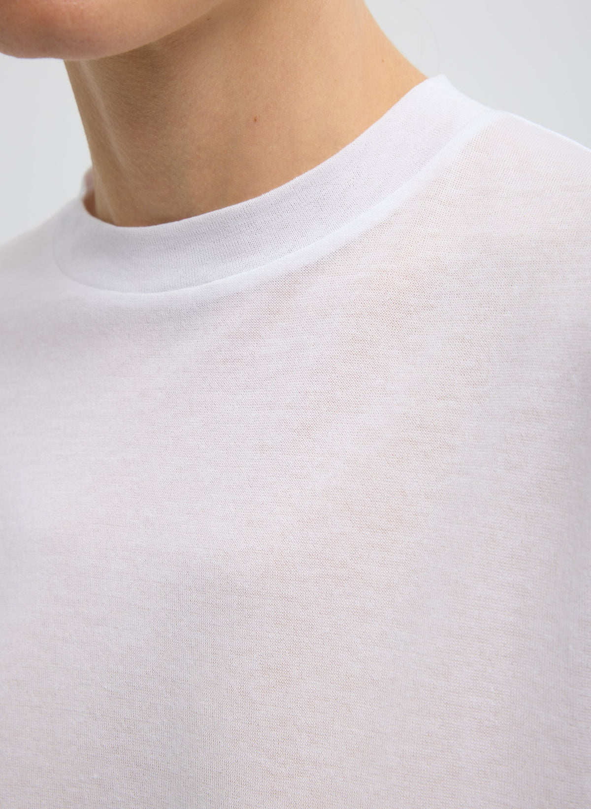 Sheer Crepe Knit Mock Unisex T-Shirt White - Tibi