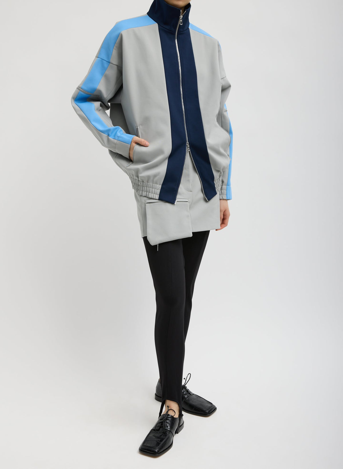 Compact Tech Knit Bomber Light Grey Multi - Tibi