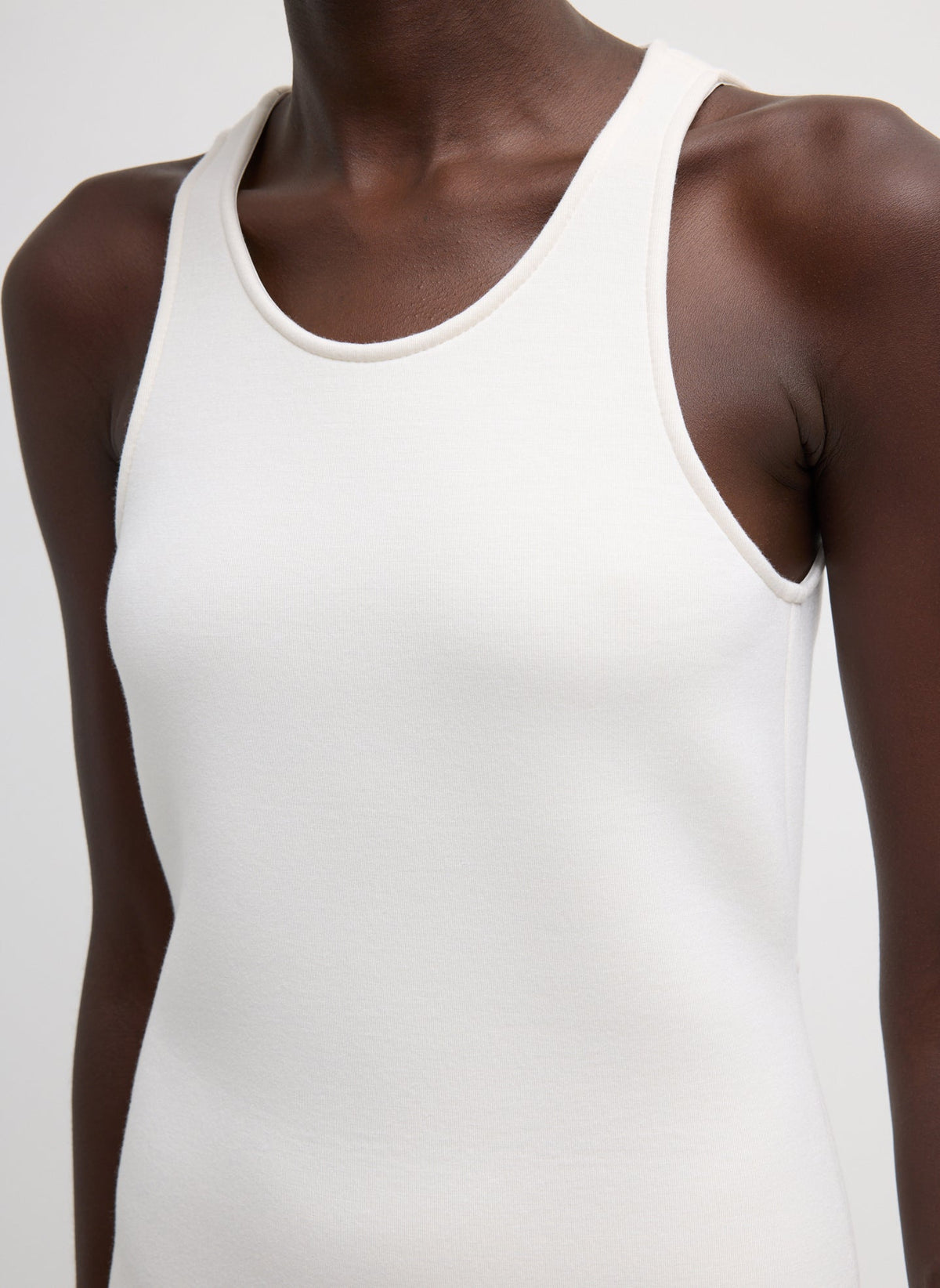 Bonded Viscose Sculpted Sleeveless Tunic Tank Ivory - Tibi
