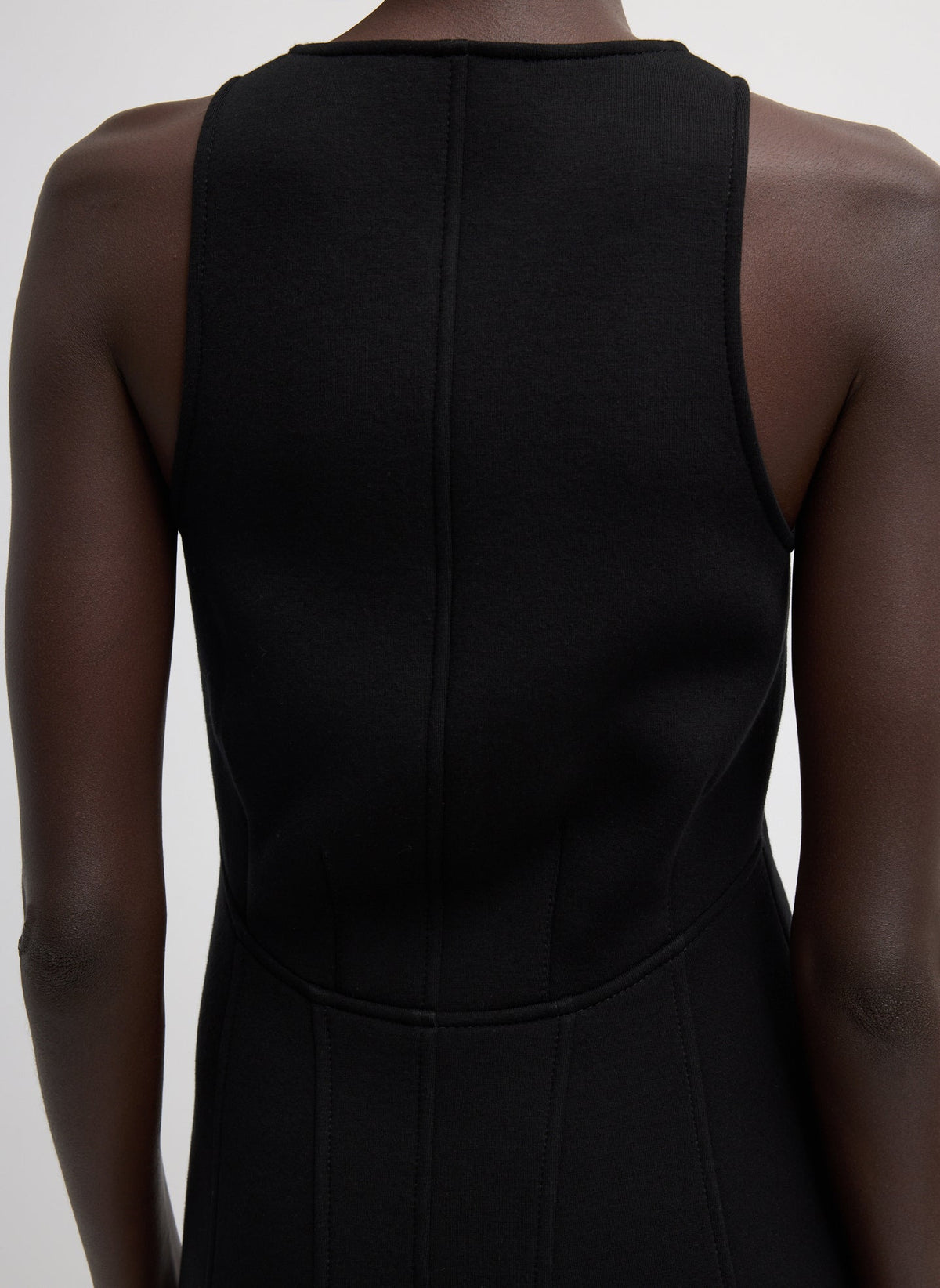Bonded Viscose Sculpted Sleeveless Tunic Tank Black - Tibi