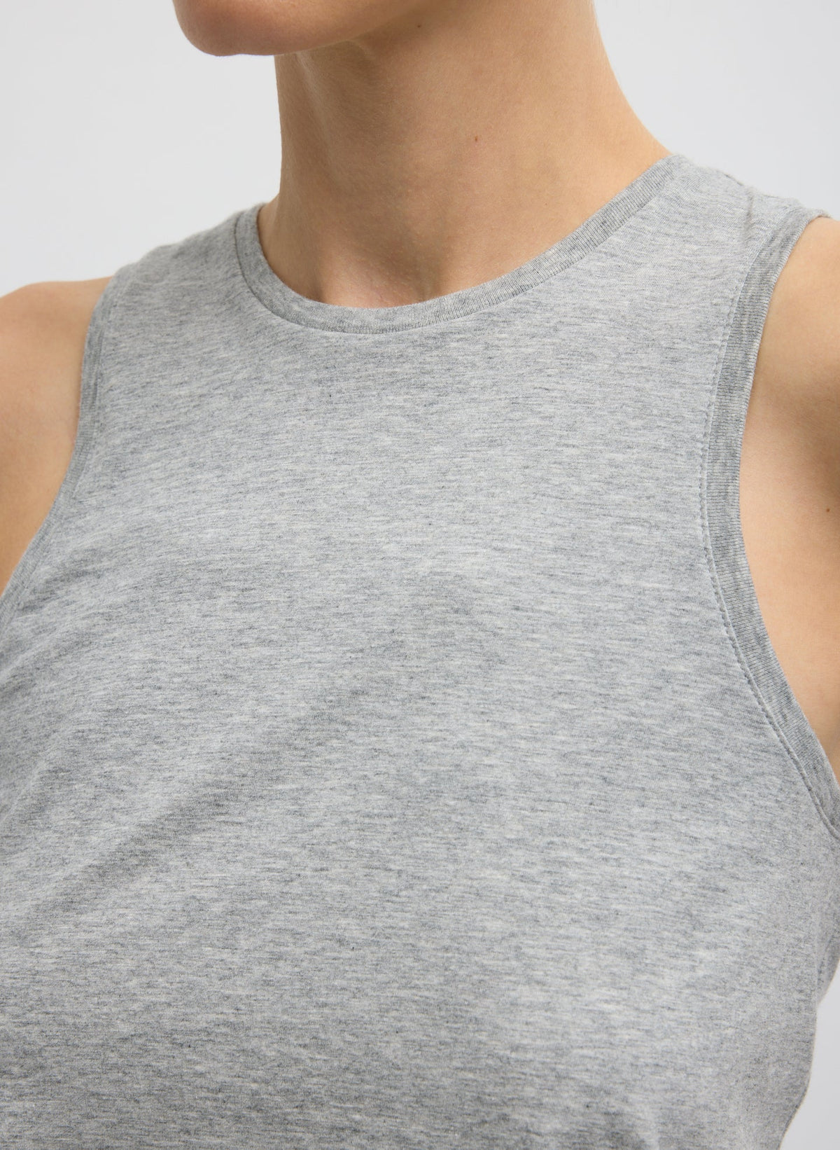 Shirred Back Tank Heather Grey - Tibi
