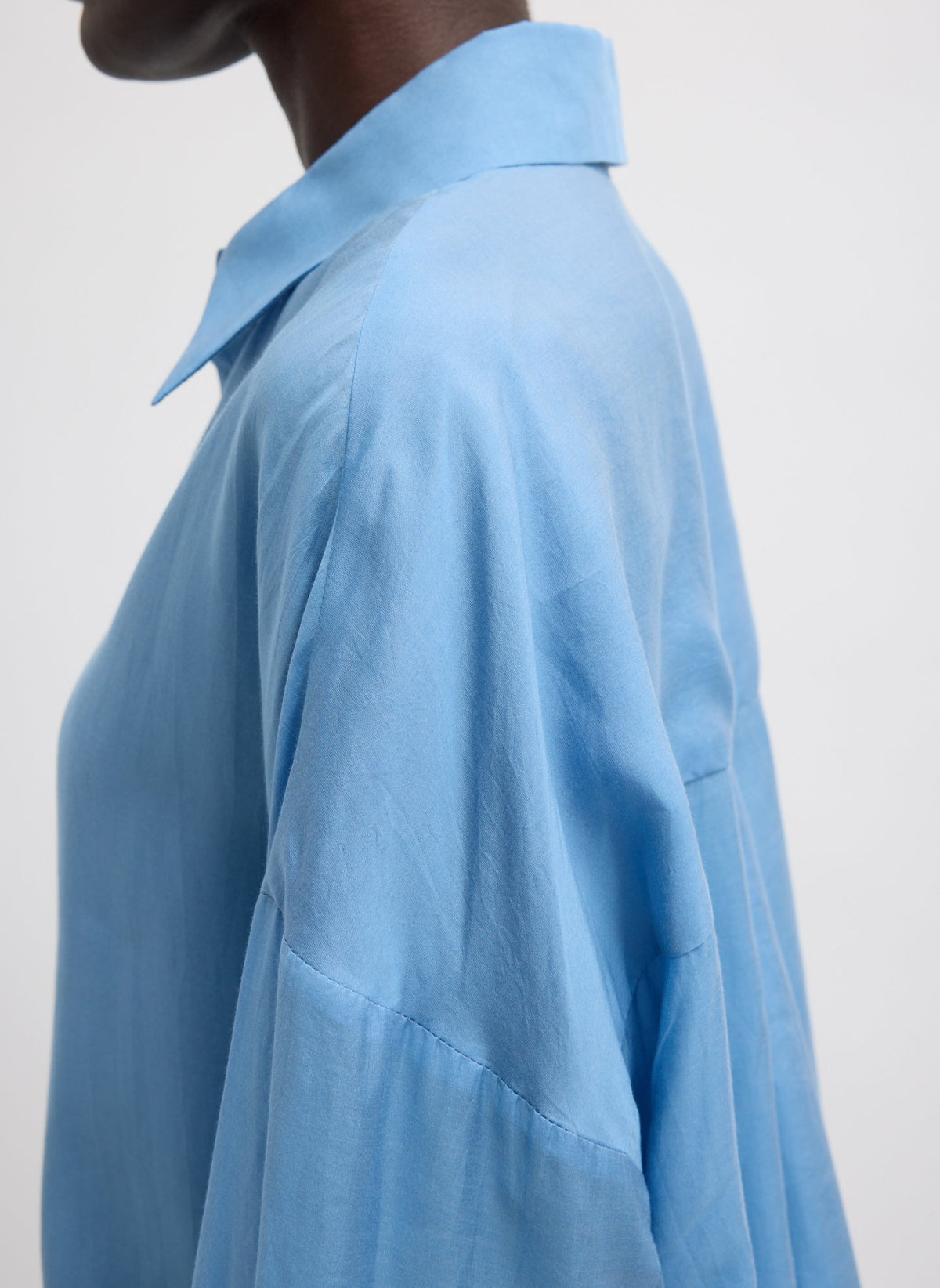 Ultra Light Silk Tencel Oversized Shirt Blue - Tibi