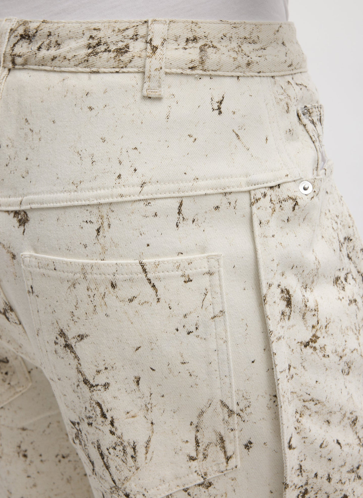 Calcimin Denim Midi Trouser Zip Skirt Ivory Multi - Tibi