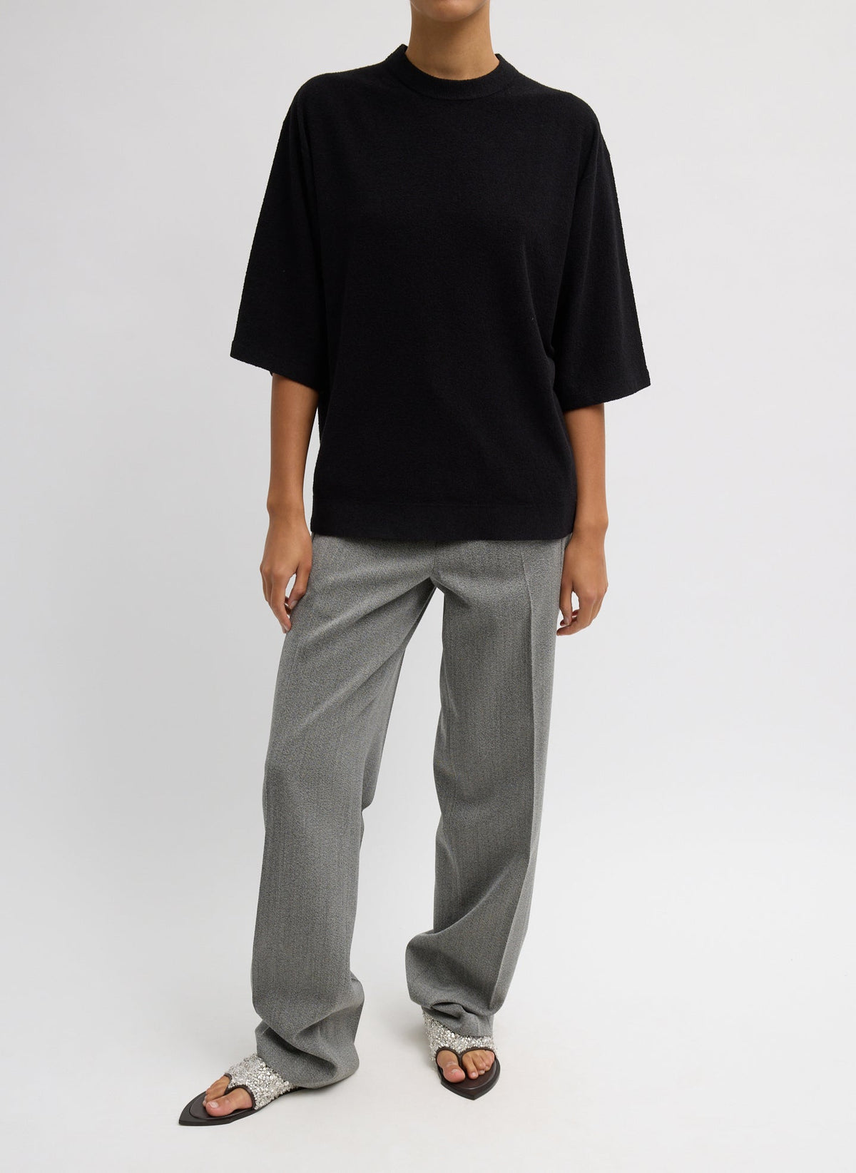 Structured Wool Zip Front Trouser Grey Multi - Tibi