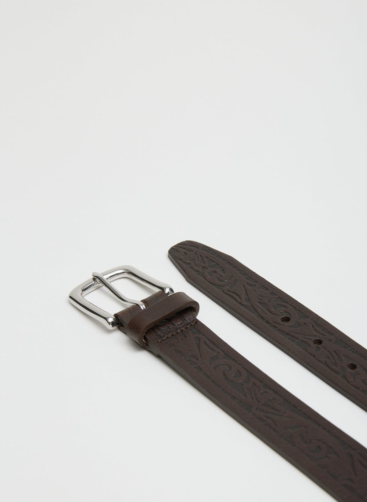 Classic Men's Tooled Leather Belt Dark Brown - Tibi