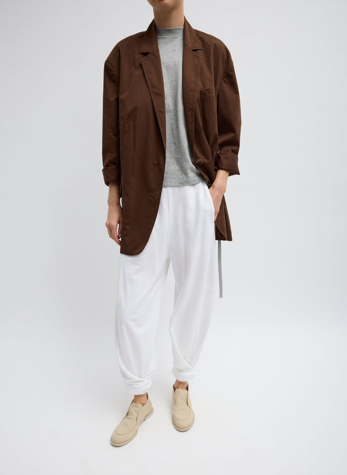 Garment Dyed Silky Cotton Liam Blazer Brown - Tibi