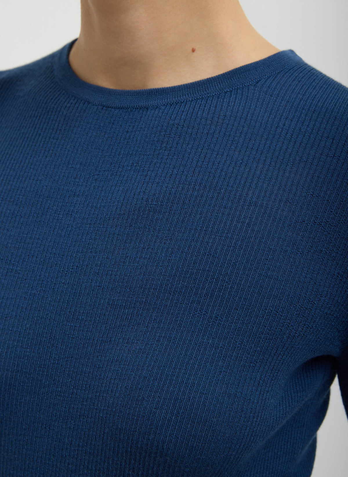 Featherweight Ribbed Sweater Crewneck Pullover Seal Blue - Tibi