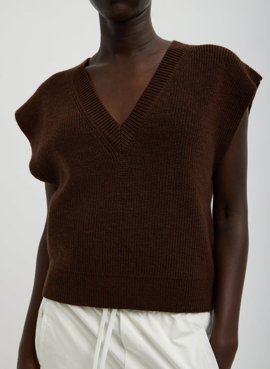 Cardigan Stitch Sweater Vest With Removable Dickie Brown - Tibi