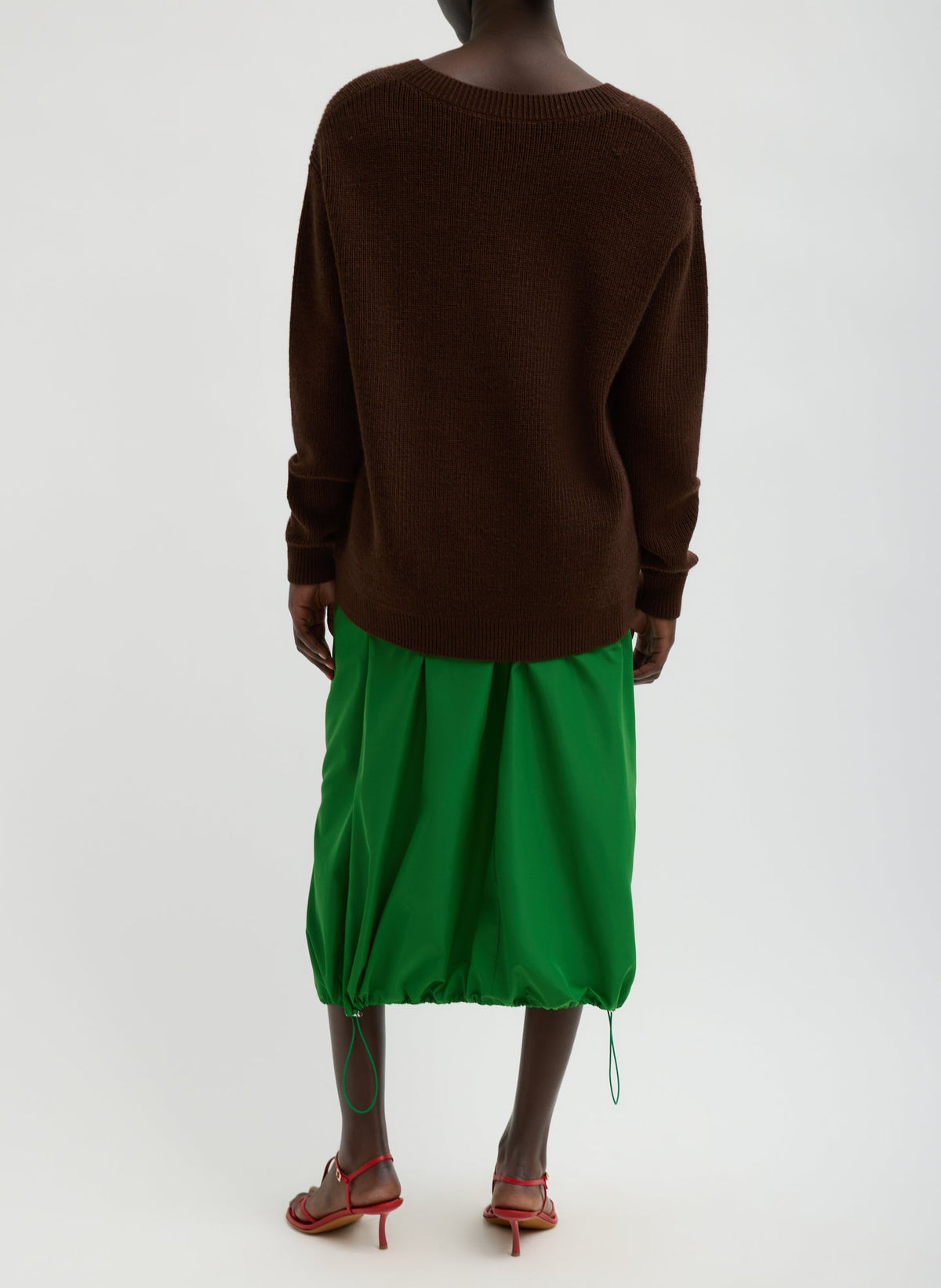 Cardigan Stitch V-Neck With Removable Dickie Brown - Tibi