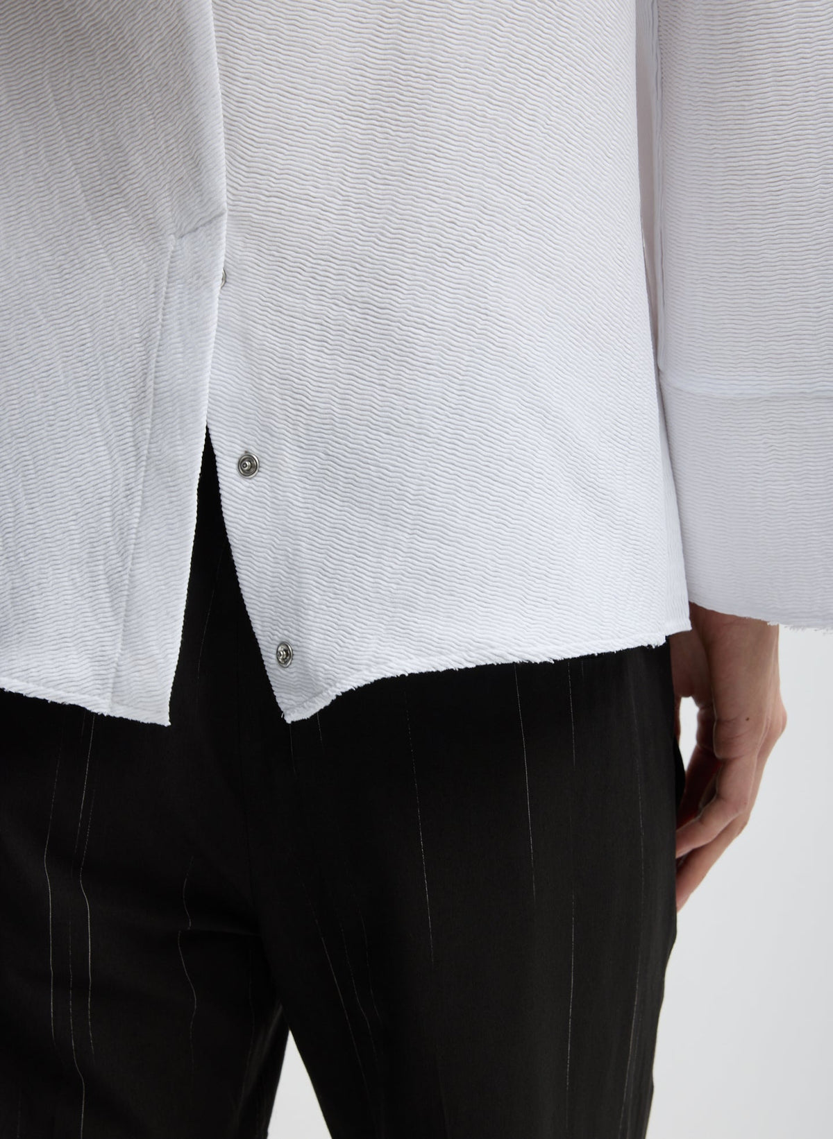 Viscose Plisse Hinged Long Sleeve Top White - Tibi