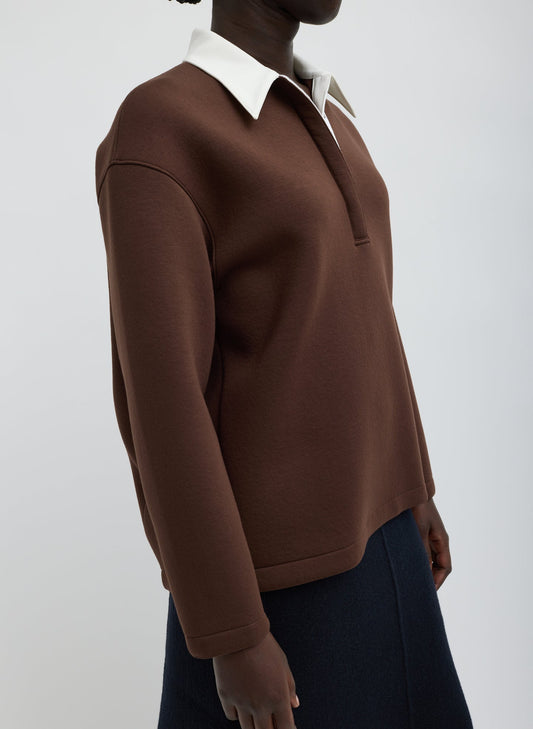 Bonded Viscose Sculpted Polo Brown - Tibi