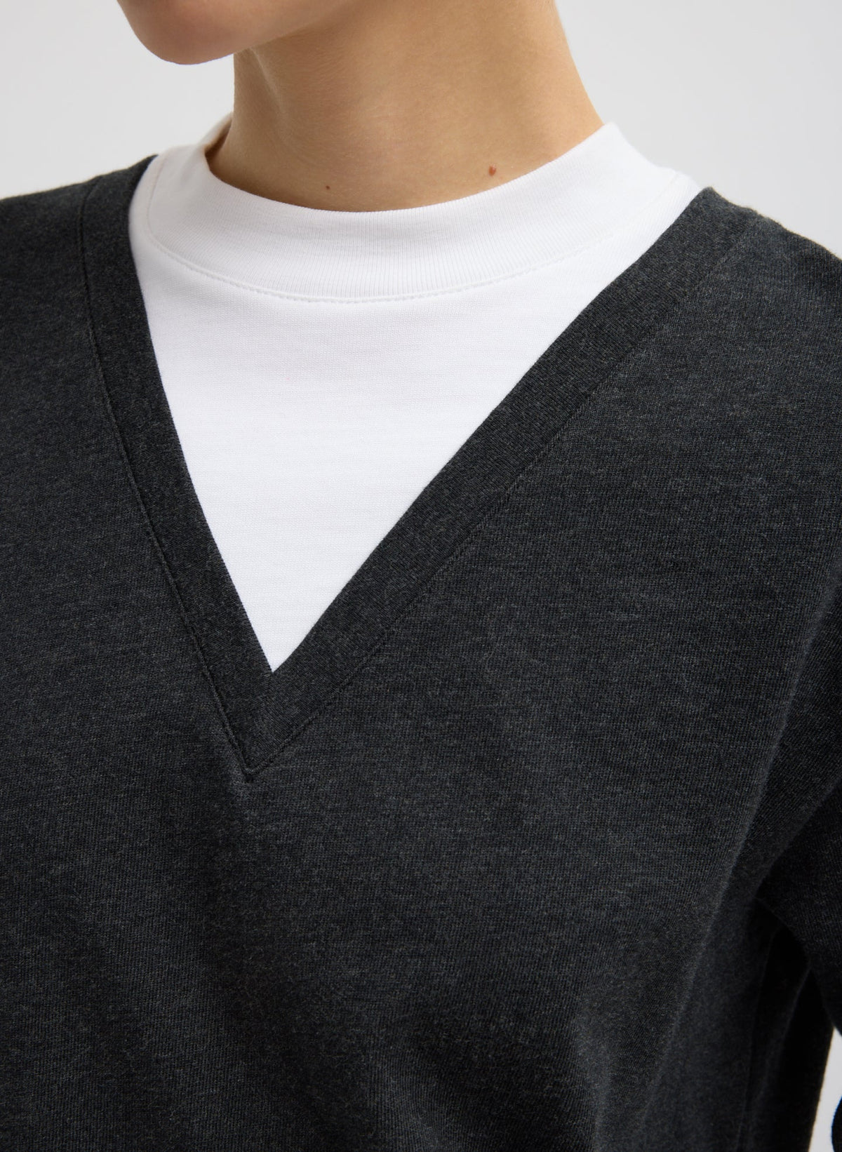 Perfect T-Shirt Trompe L'oeil Top Grey Multi - Tibi