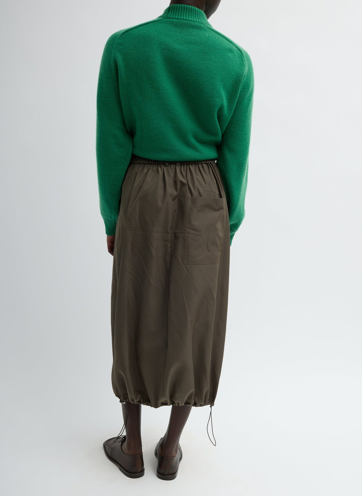 Italian Sporty Nylon Midi Anorak Skirt Dark Hazelnut - Tibi