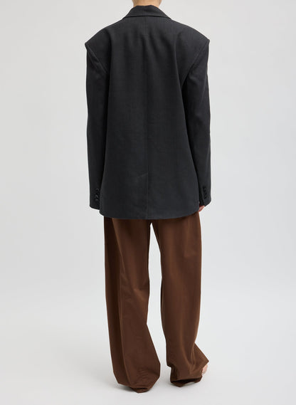 Stretch Linen Viscose Side Cut Blazer Black - Tibi