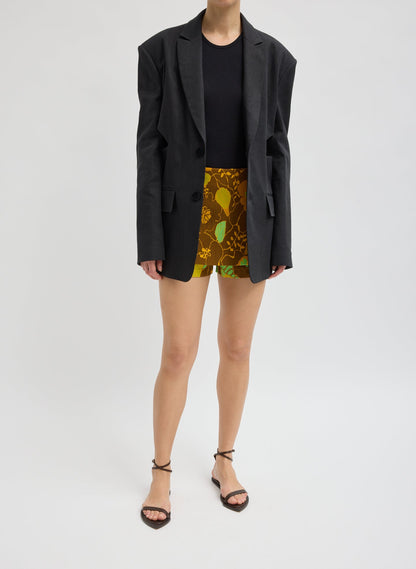 Stretch Linen Viscose Side Cut Blazer Black - Tibi