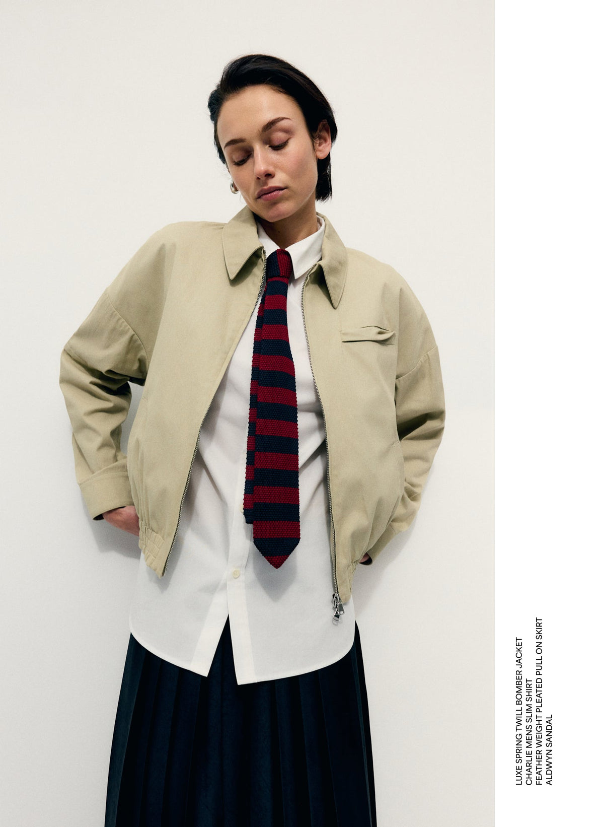 Luxe Spring Twill Bomber Taupe - Tibi