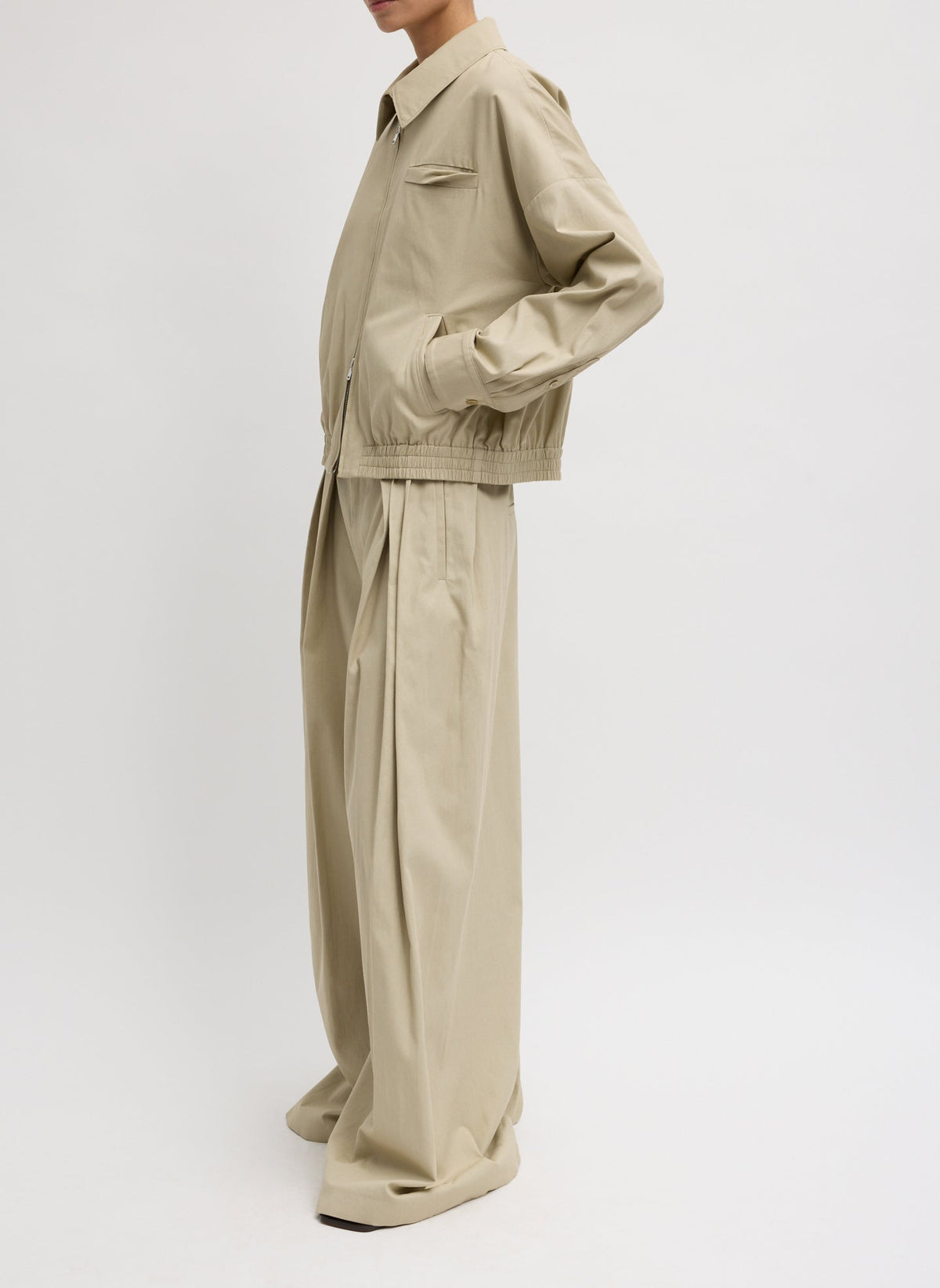 Luxe Spring Twill Bomber Taupe - Tibi