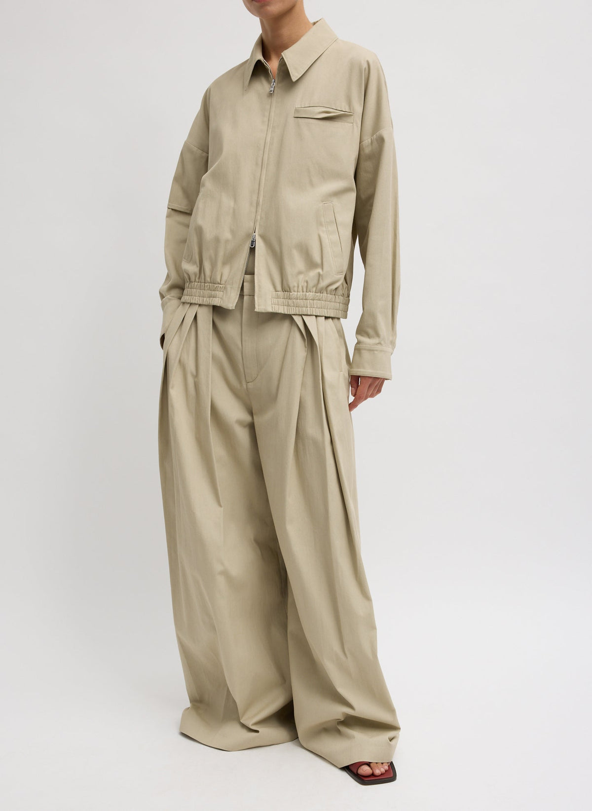 Luxe Spring Twill Bomber Taupe - Tibi