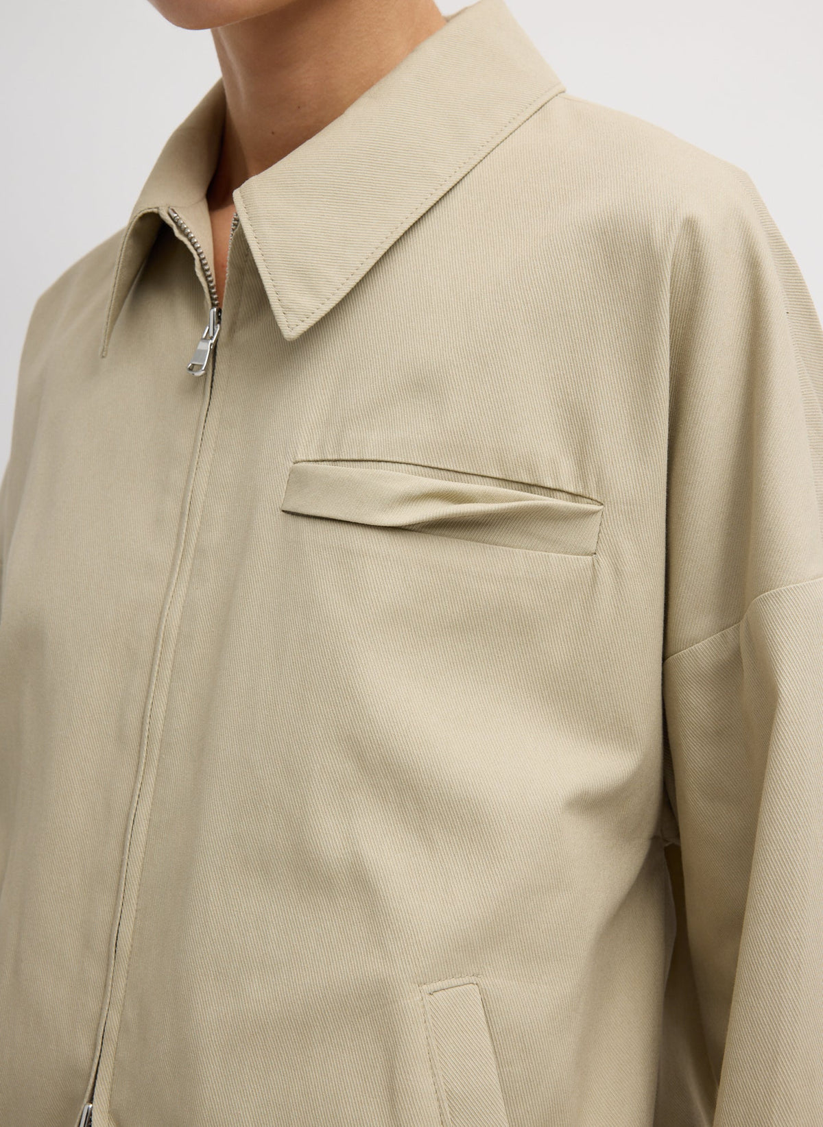 Luxe Spring Twill Bomber Taupe - Tibi