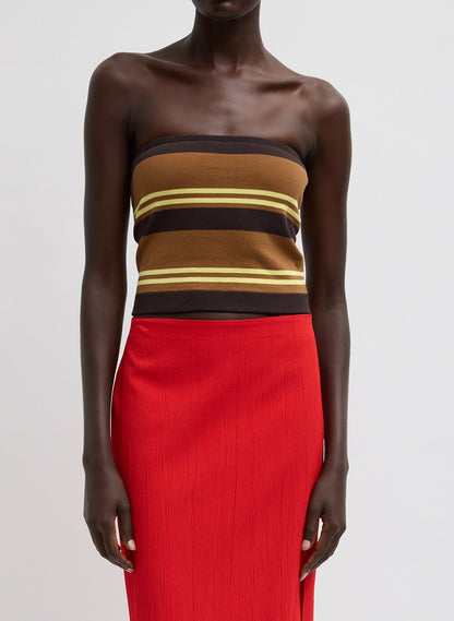Super Fine Gauge Striped Tube Top Brown Multi - Tibi
