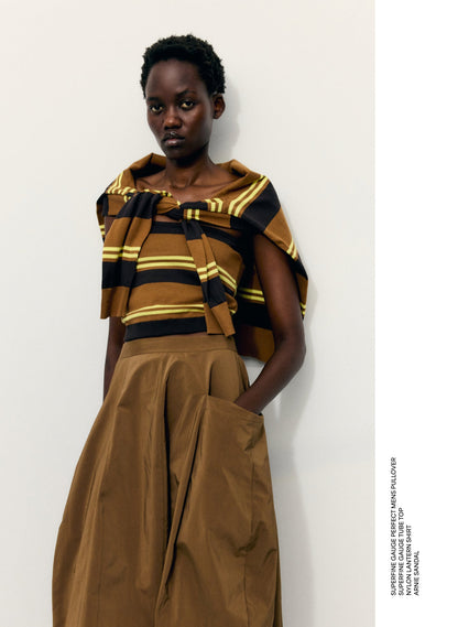 Super Fine Gauge Striped Tube Top Brown Multi - Tibi