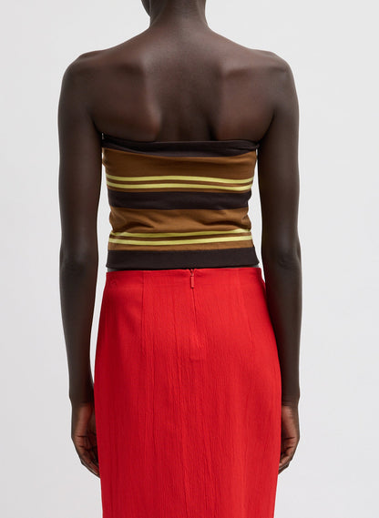 Super Fine Gauge Striped Tube Top Brown Multi - Tibi