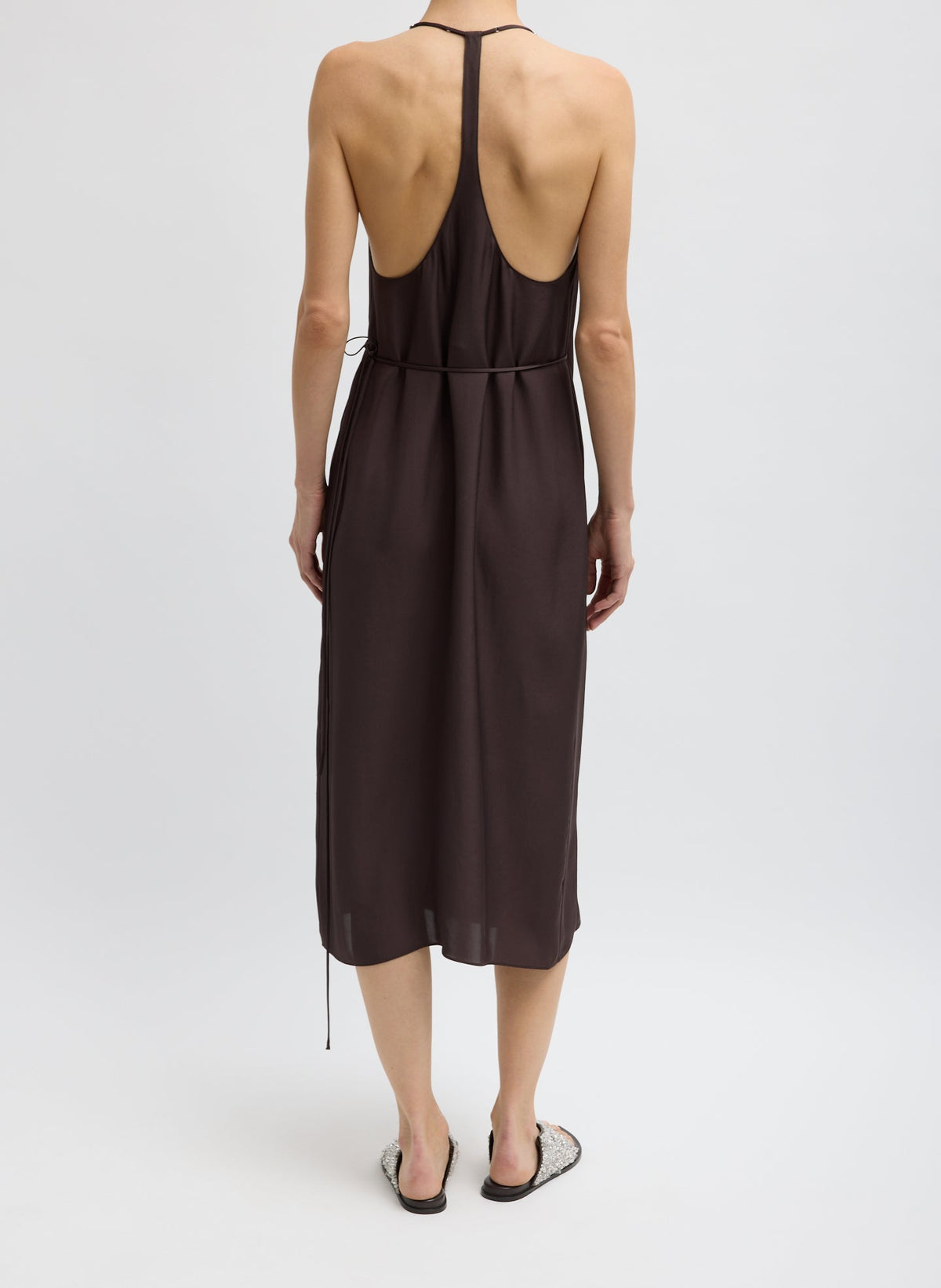 Summer Slip Wrap Dress Chocolate Brown - Tibi