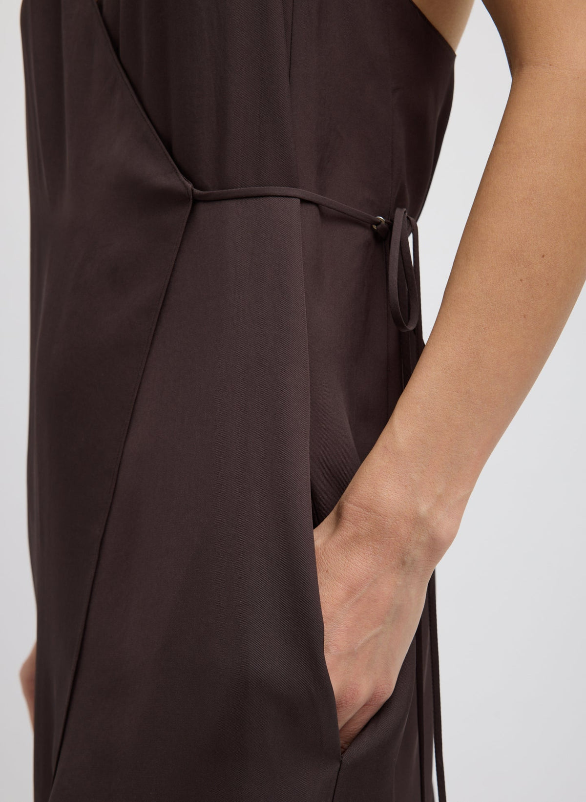 Summer Slip Wrap Dress Chocolate Brown - Tibi