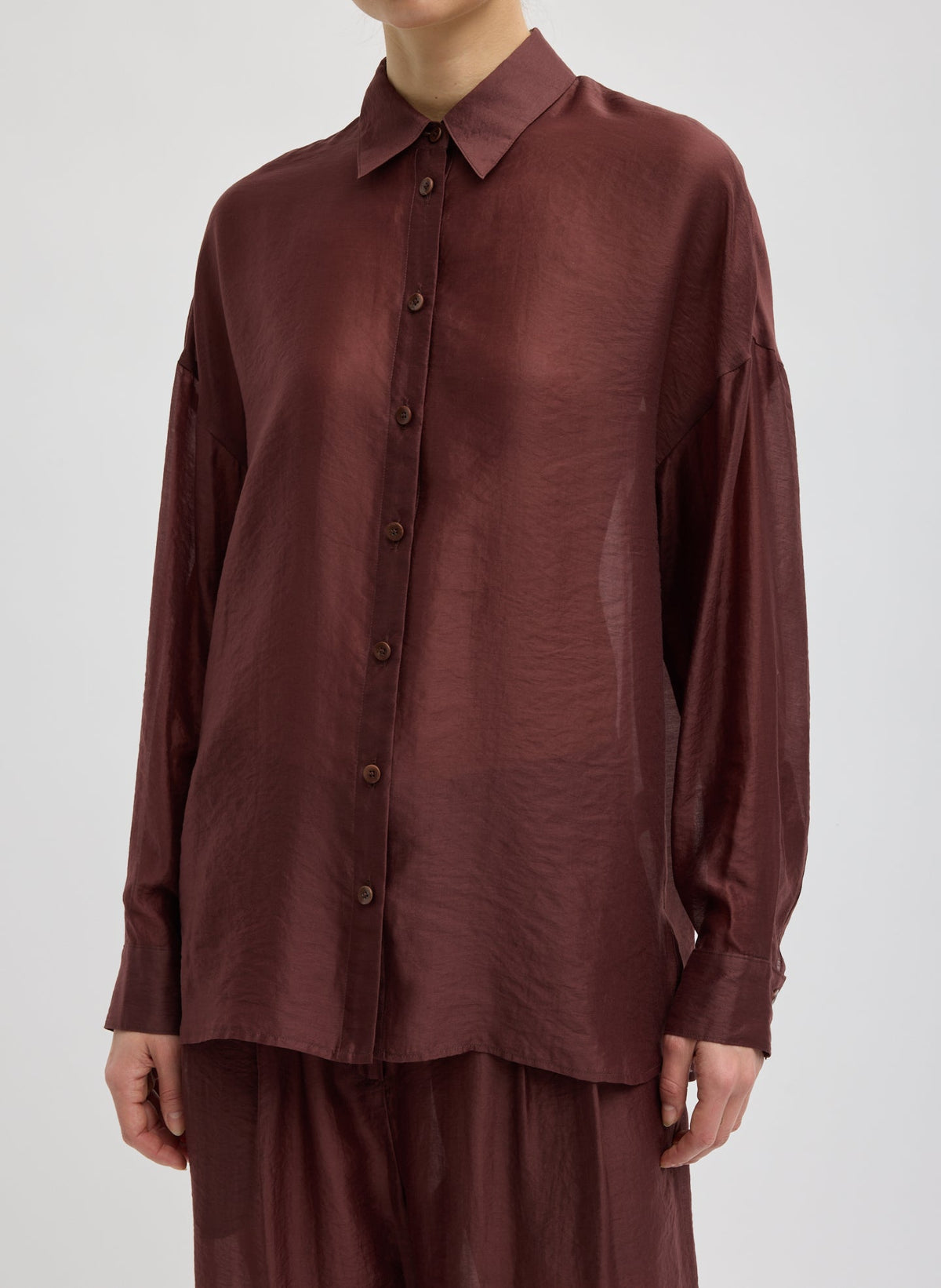 Summer Voile Oversized Shirt Russet Brown - Tibi