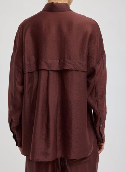 Summer Voile Oversized Shirt Russet Brown - Tibi