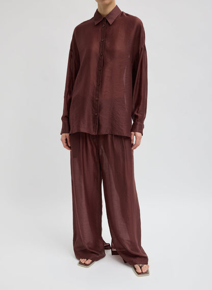 Summer Voile Oversized Shirt Russet Brown - Tibi