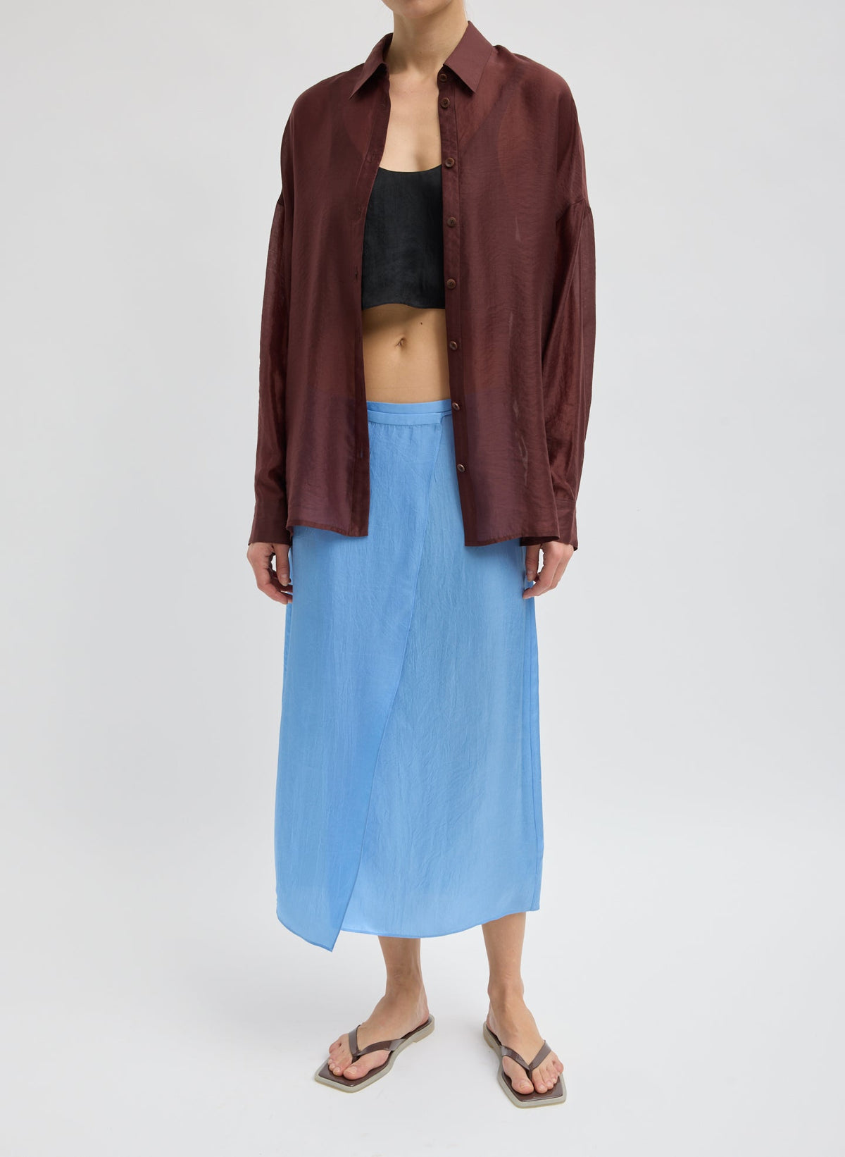 Summer Voile Oversized Shirt Russet Brown - Tibi