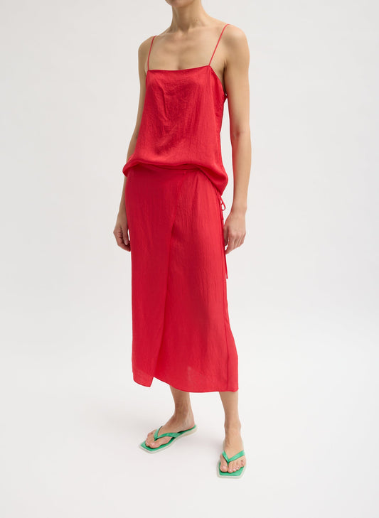 Summer Slip Wrap Skirt Faded Red - Tibi