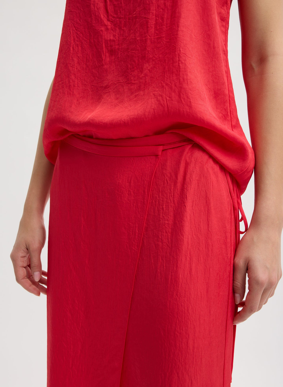 Summer Slip Wrap Skirt Faded Red - Tibi