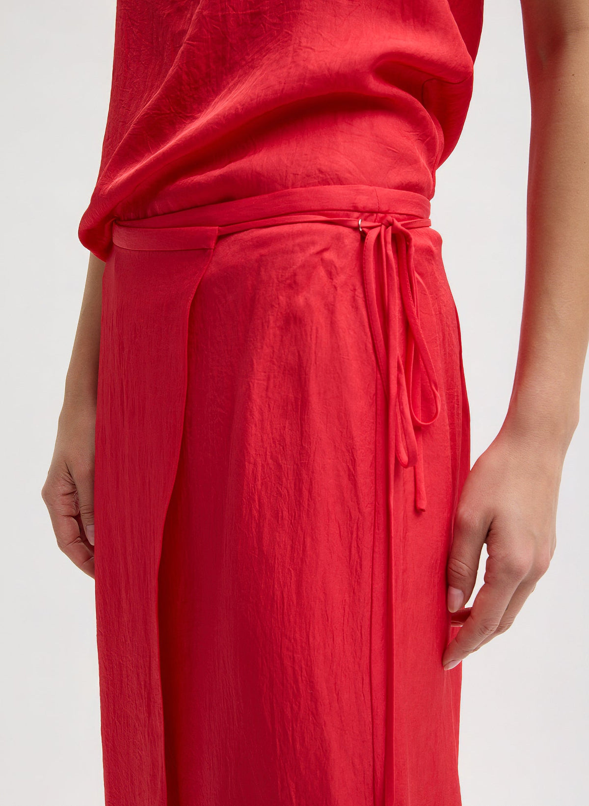 Summer Slip Wrap Skirt Faded Red - Tibi