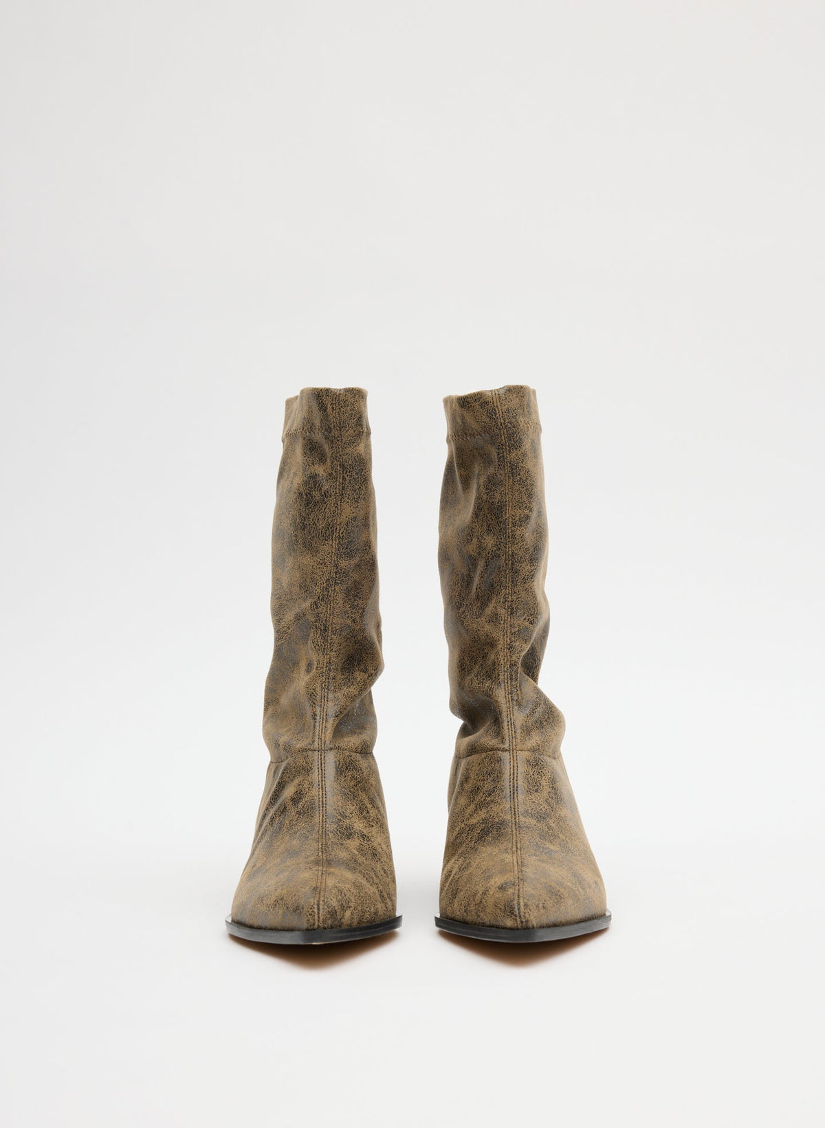 Distressed Leo Boot Black/Tan Multi - Tibi