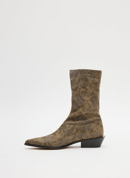 Distressed Leo Boot Black/Tan Multi - Tibi