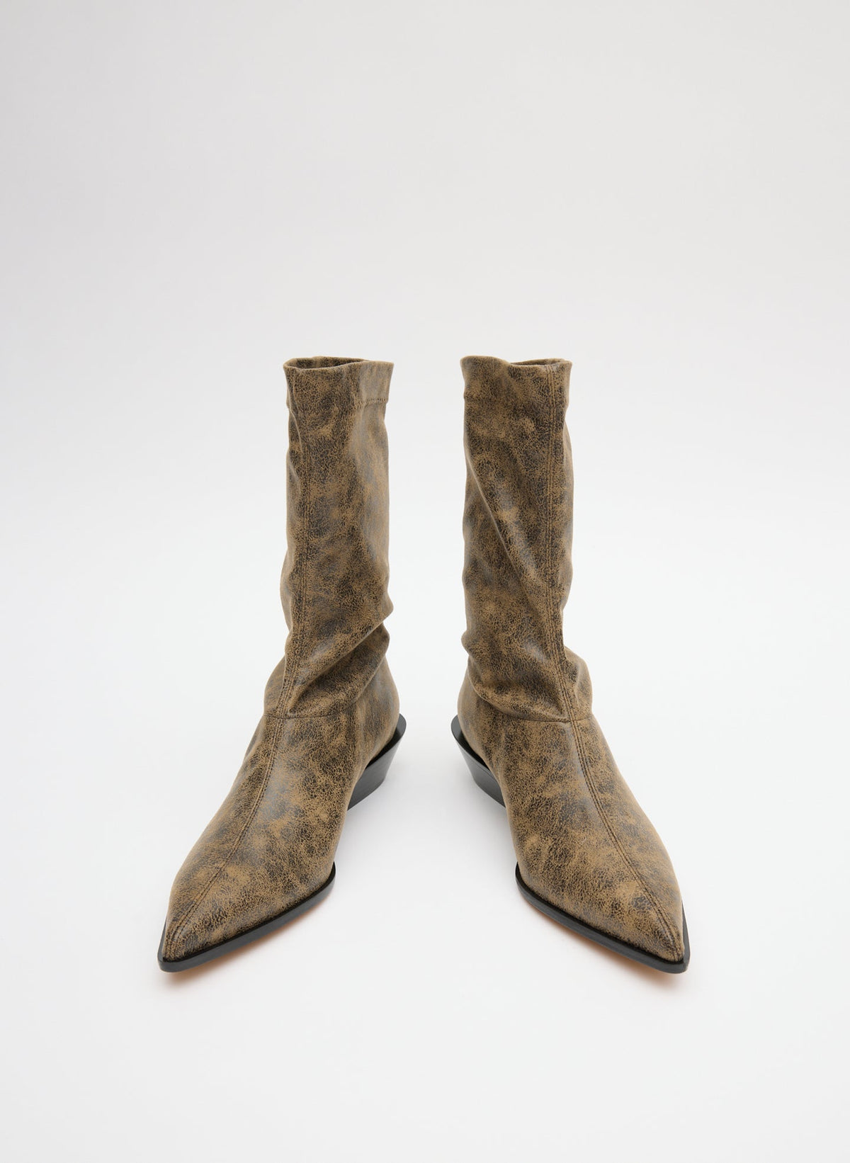 Distressed Leo Boot Black/Tan Multi - Tibi