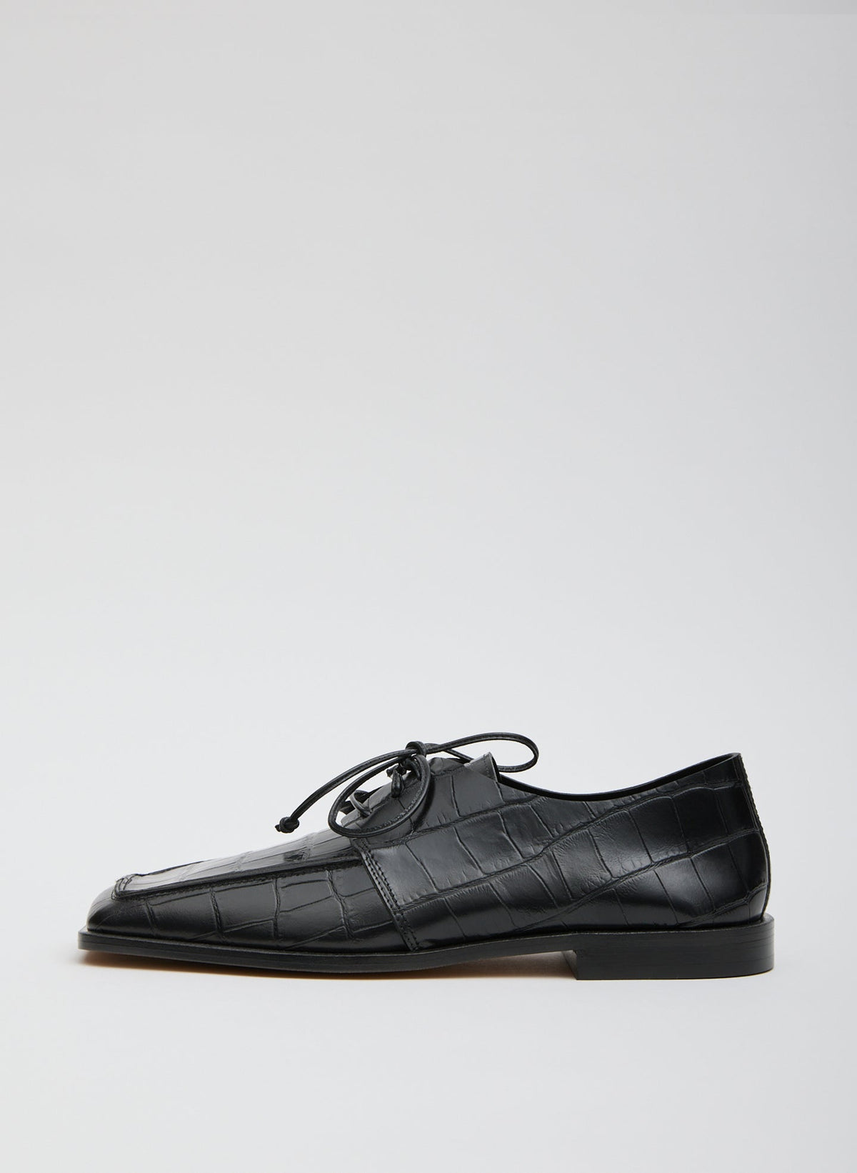 Brody Square Toe Loafer Crocodile Embossed Black - Tibi