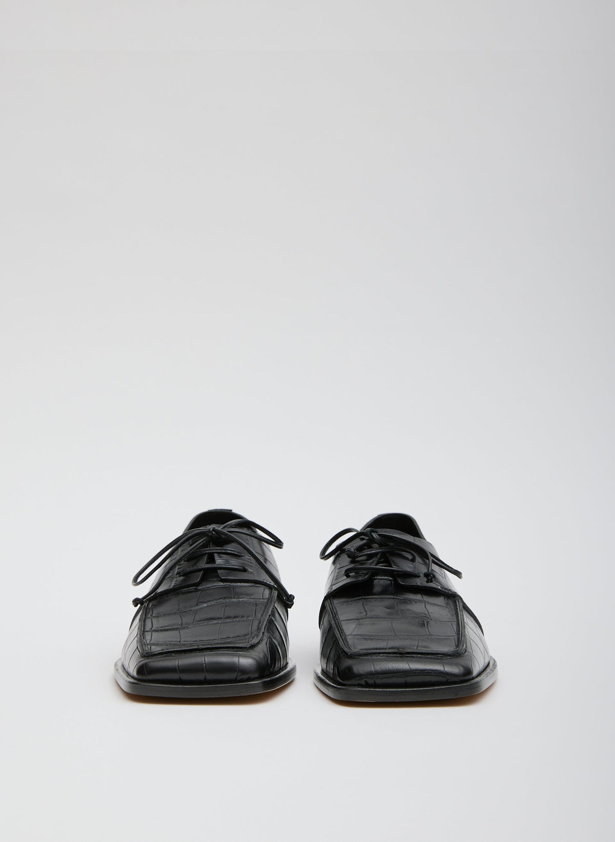 Brody Square Toe Loafer Crocodile Embossed Black - Tibi
