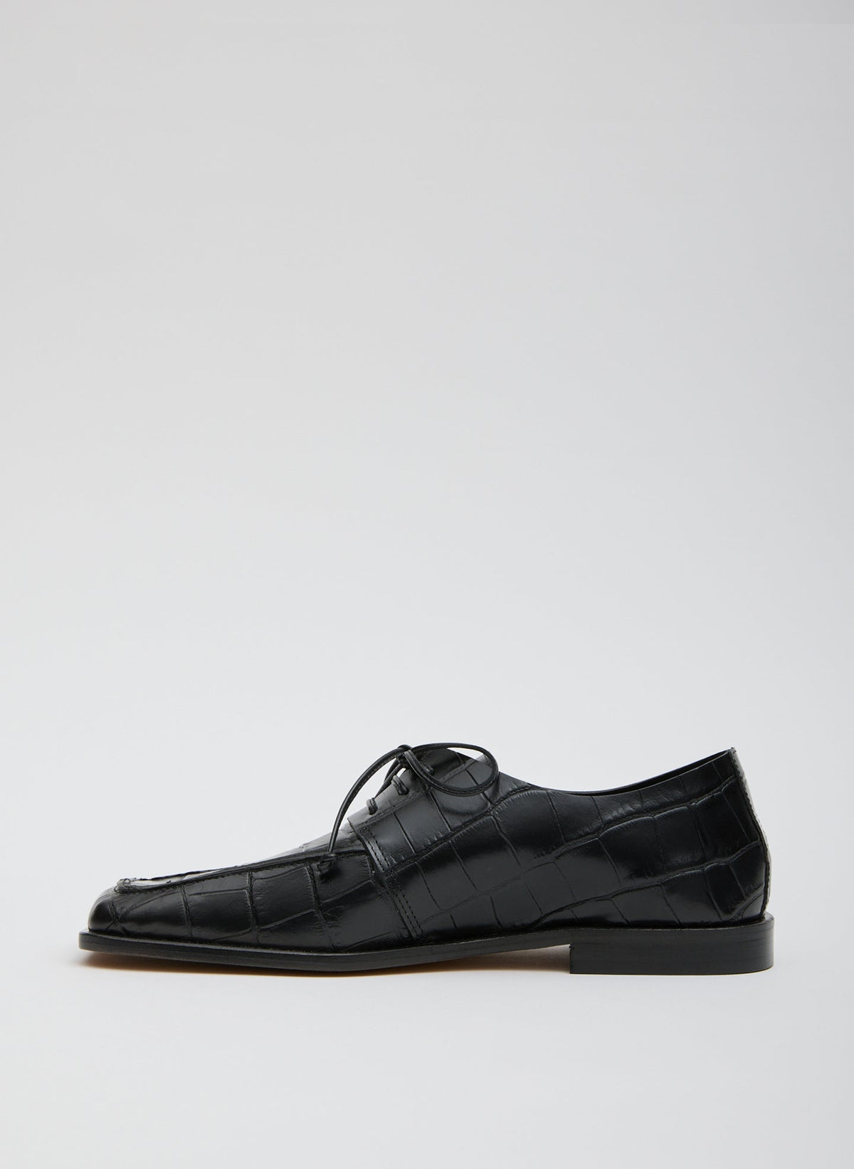 Brody Square Toe Loafer Crocodile Embossed Black - Tibi