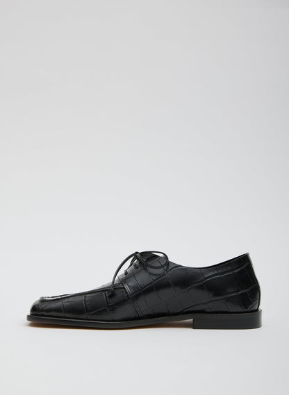 Brody Square Toe Loafer Crocodile Embossed Black - Tibi