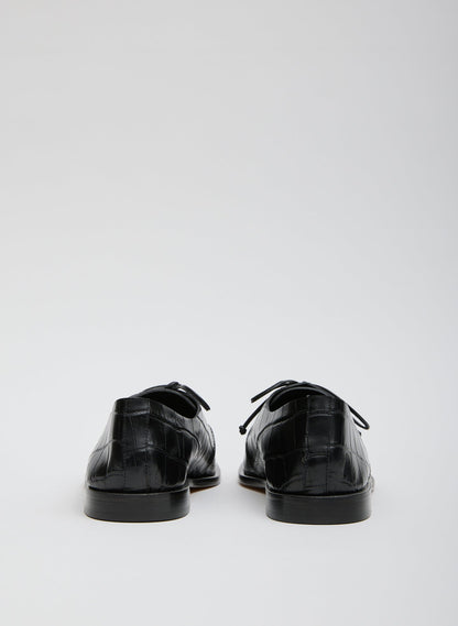 Brody Square Toe Loafer Crocodile Embossed Black - Tibi
