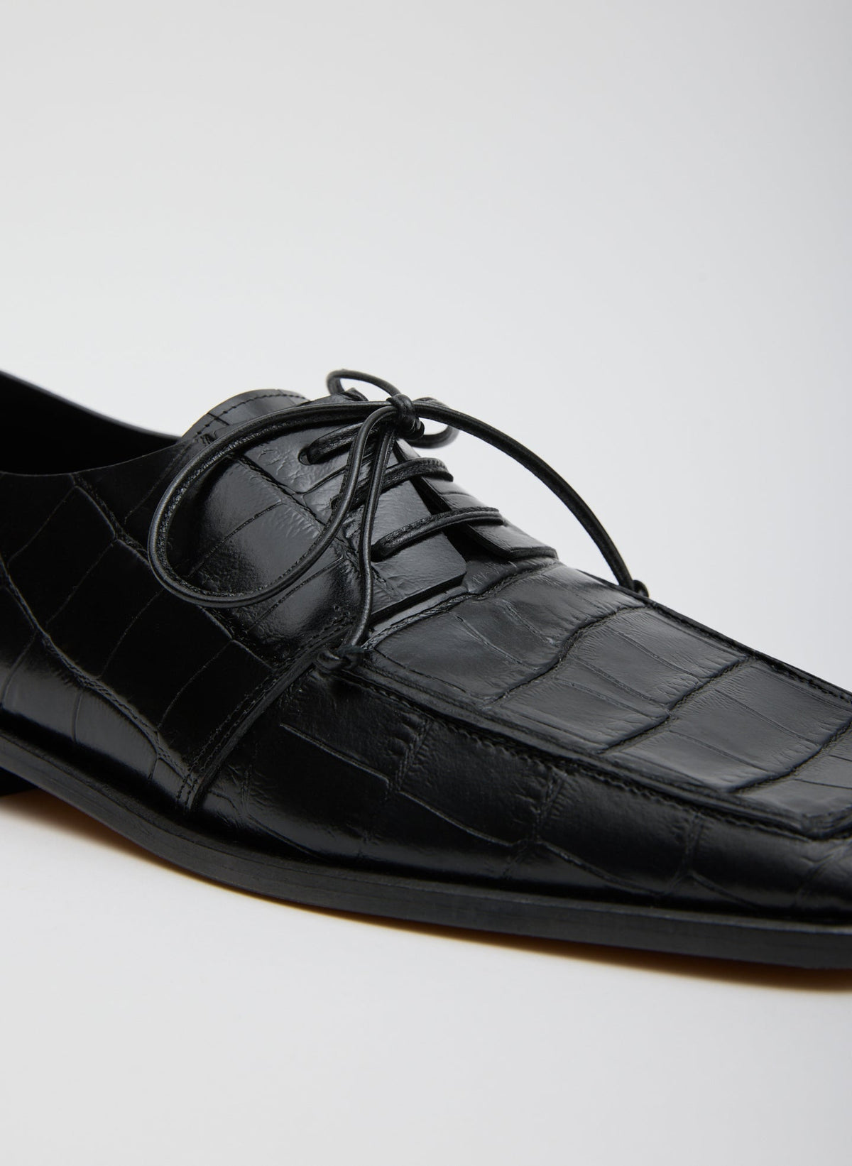 Brody Square Toe Loafer Crocodile Embossed Black - Tibi