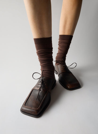 Brody Square Toe Loafer Brown - Tibi