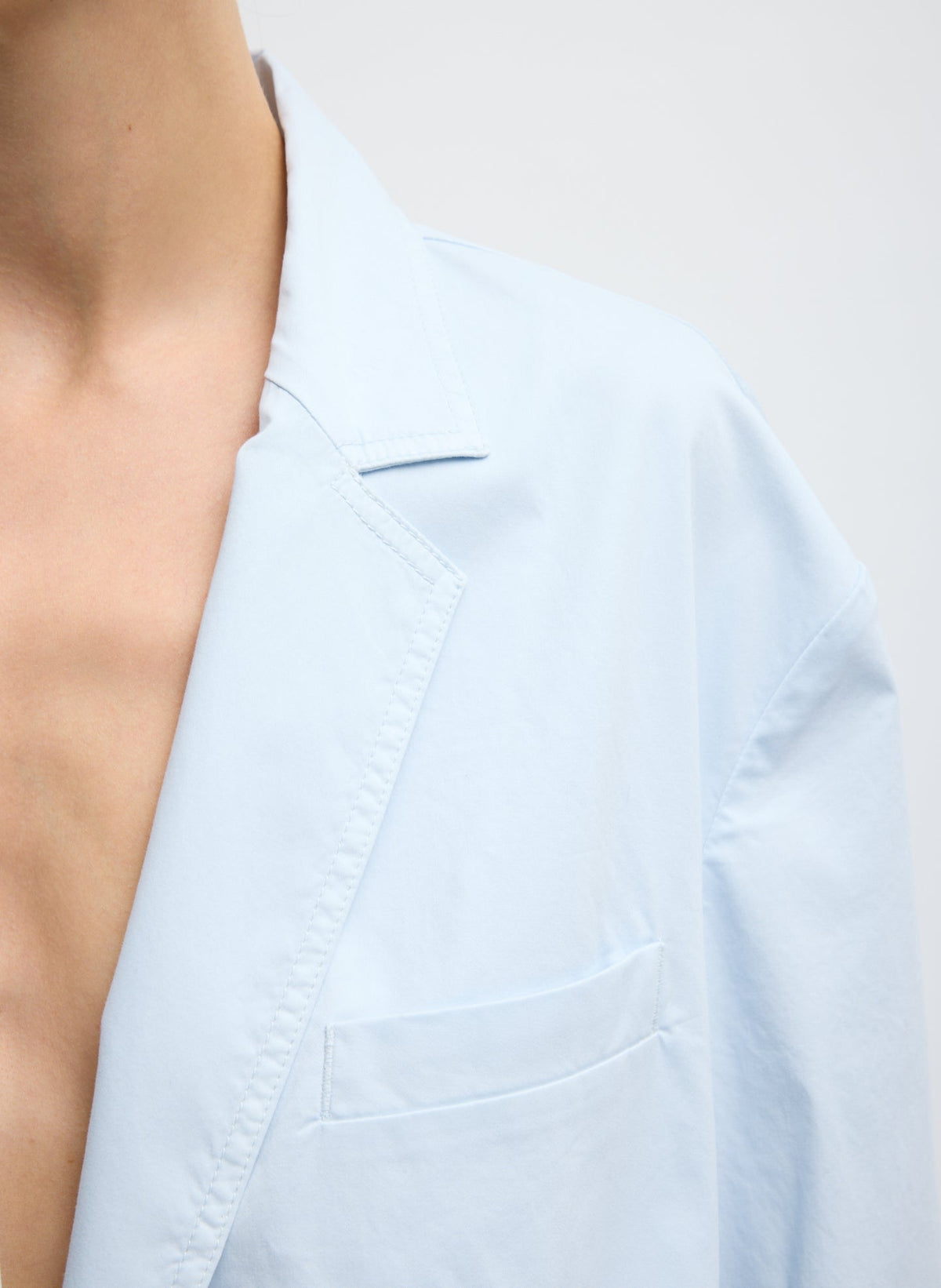 Garment Dyed Silky Cotton Liam Blazer Pale Blue - Tibi