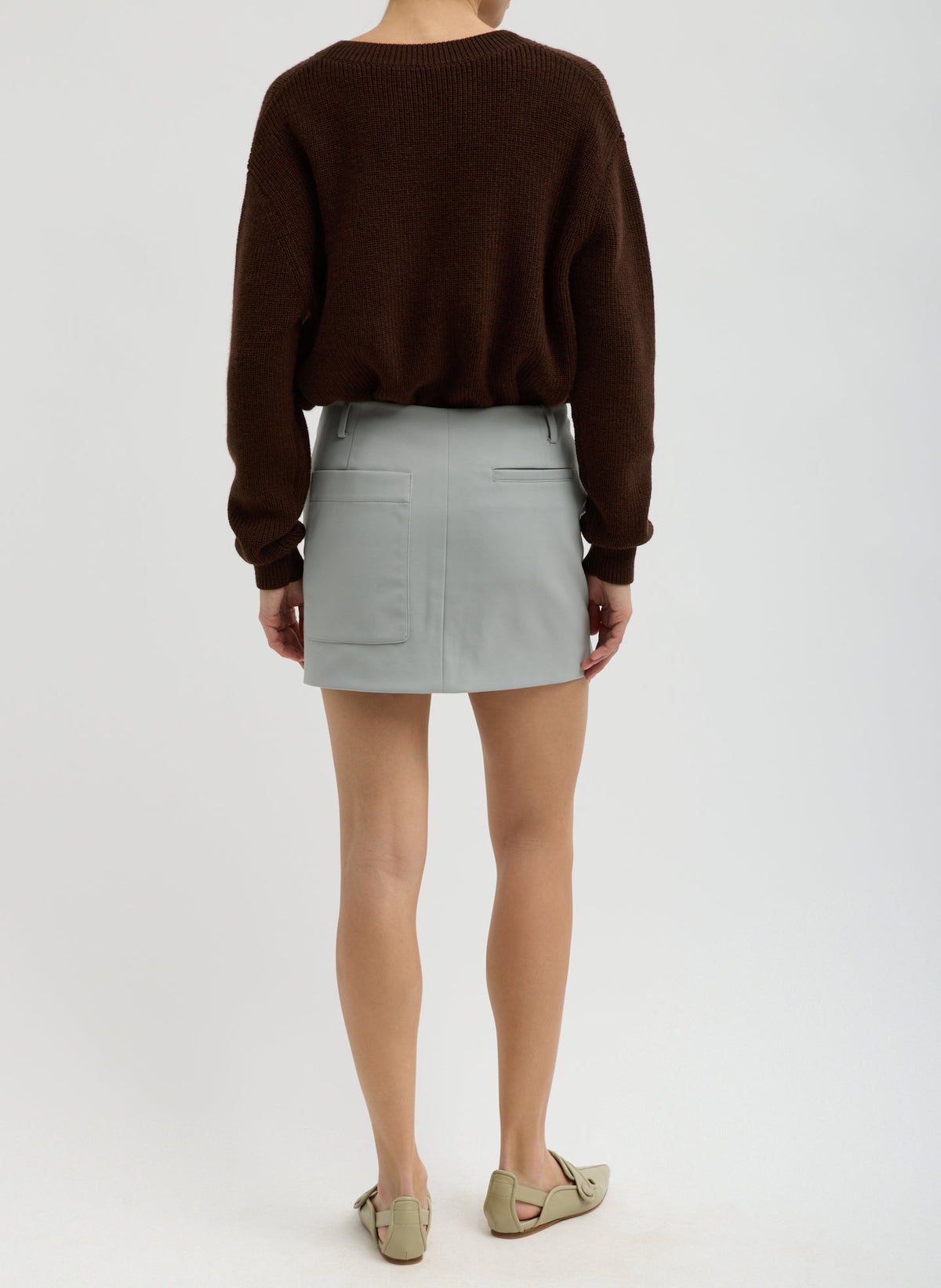 Compact Tech Knit Mini Skirt Light Grey - Tibi