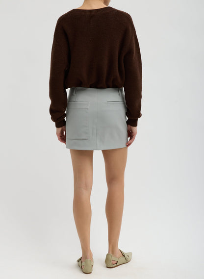 Compact Tech Knit Mini Skirt Light Grey - Tibi