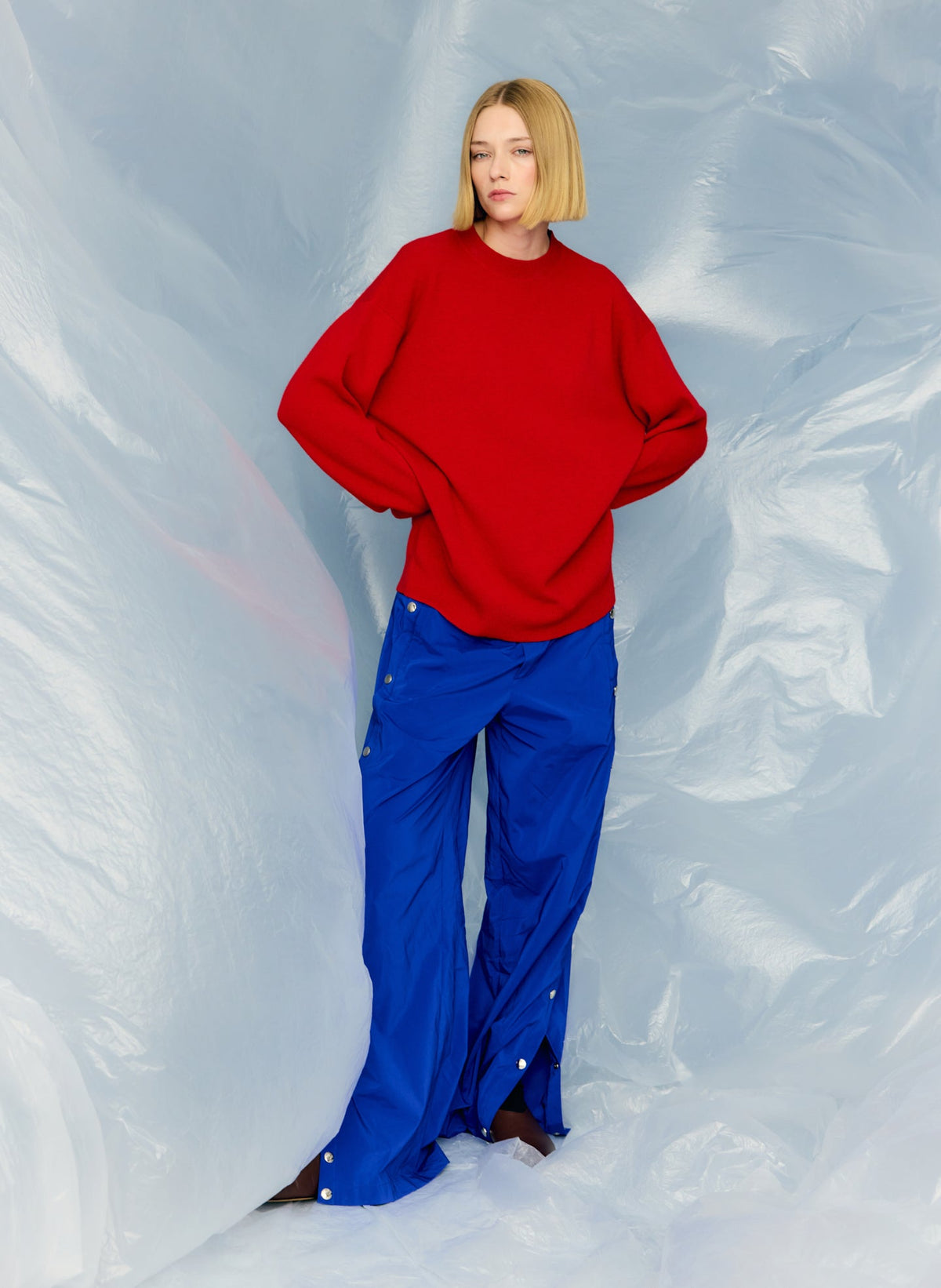 Nylon Snap Pull On Jogger Blue - Tibi